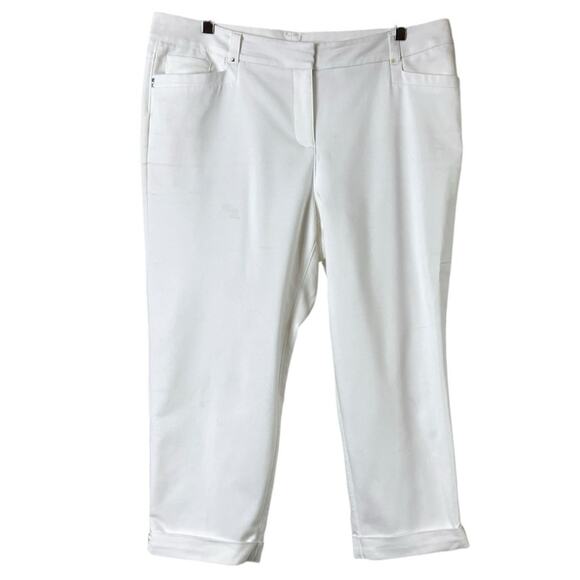 Style & Co. White Crop Pants Cuffed Mid Rise Stretch Women’s Plus Size 14 - Picture 1 of 9